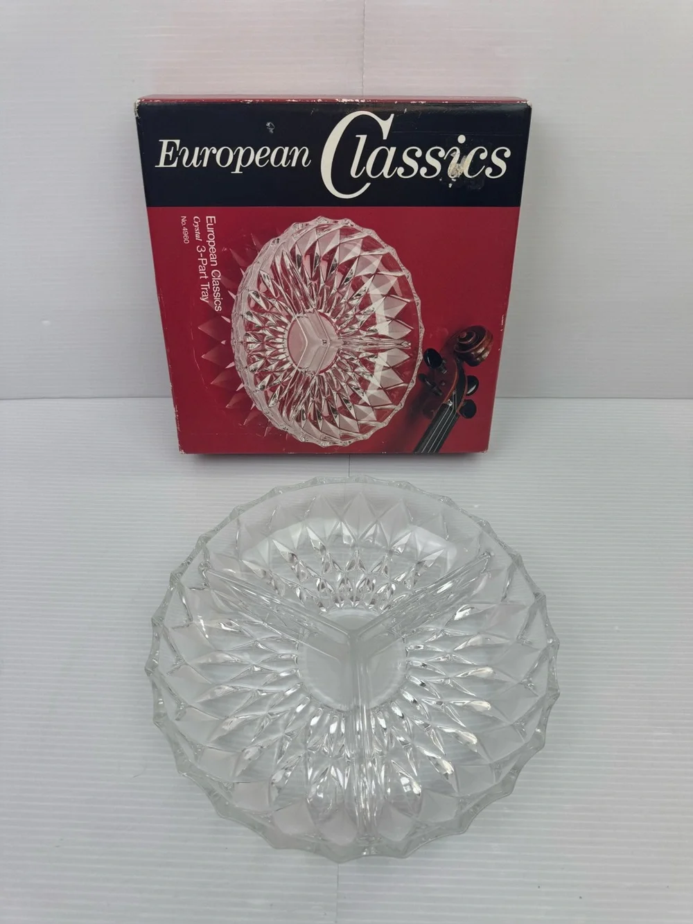 Vtg European Classics Crystal 3 Part Serving/Snack Tray W/Box 1983 West Germany
